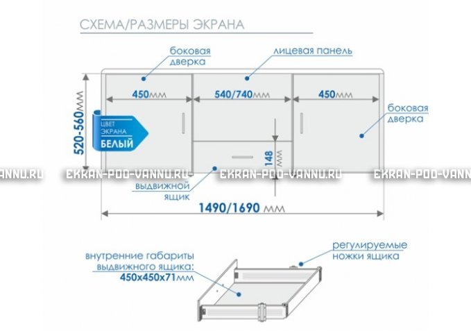 Экран с выдвижным ящиком МетаКам 150 – купить по цене 8450 руб. в интернет-магазине в городе Саратов картинка 6