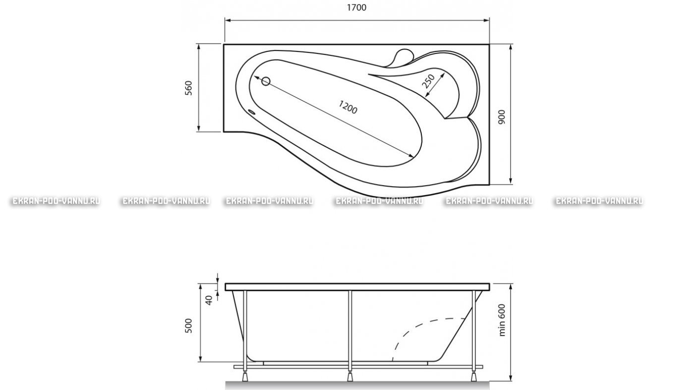 Акриловая ванна Relisan Isabella 170x90x60 – купить по цене 24130 руб. в интернет-магазине в городе Саратов картинка 13