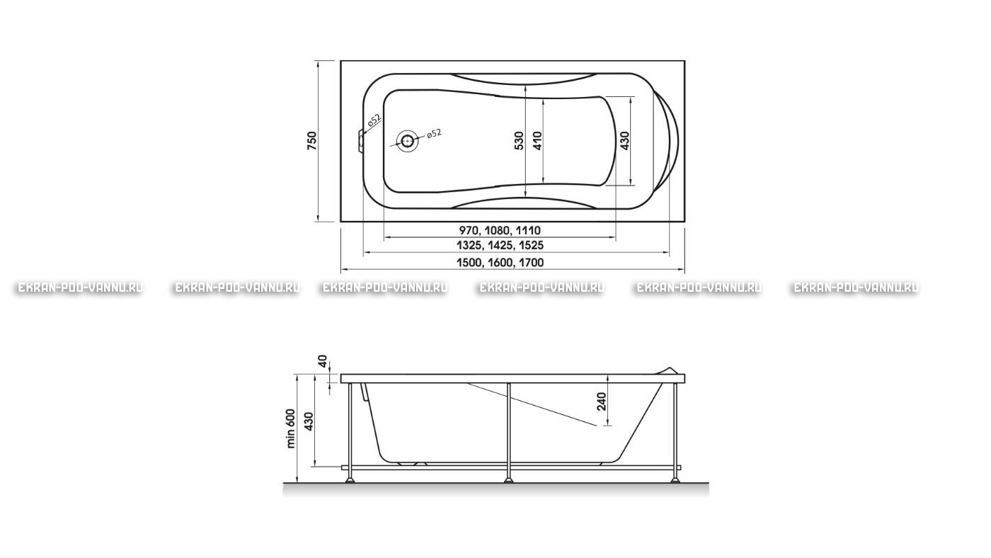 Акриловая ванна Relisan Elvira 150x75 – купить по цене 15260 руб. в интернет-магазине в городе Саратов картинка 10
