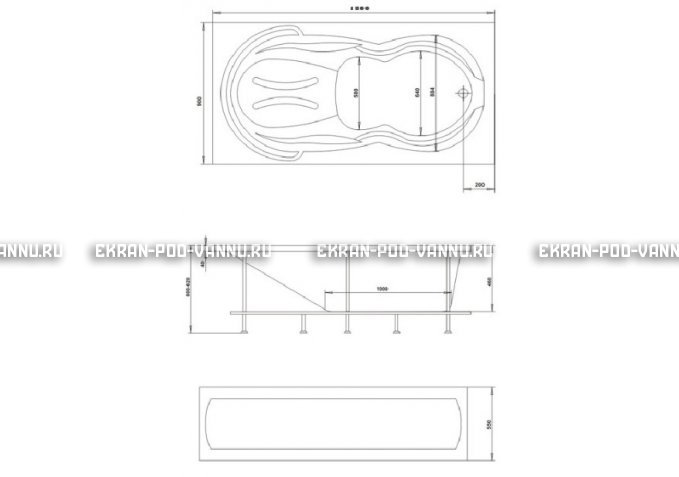 Акриловая ванна 1MarKa Taormina 180x90 – купить по цене 17670 руб. в интернет-магазине в городе Саратов картинка 3