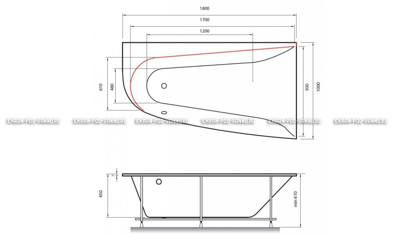 Акриловая ванна Vayer Boomerang 180x100 – купить по цене 53030 руб. в интернет-магазине в городе Саратов картинка 13